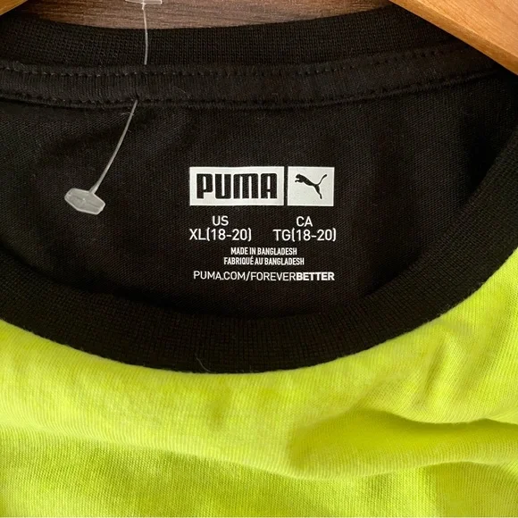 3/$30 Puma Black & Yellow Activewear Tee Shirt - Picture 3 of 5